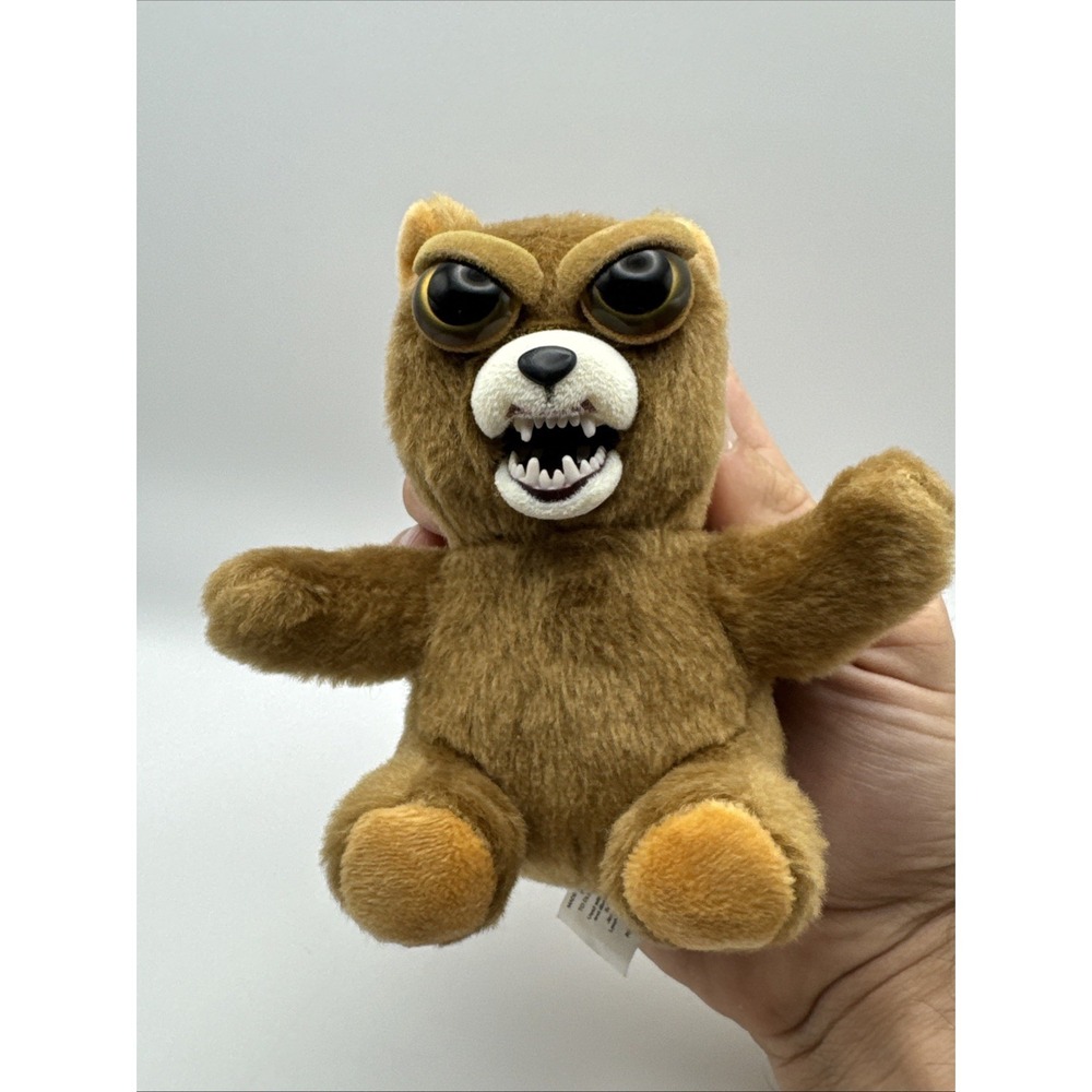 Feisty Pets 4.5" Plush Sir Growls A Lot Brown Teddy Bear Toy Squeeze For Fangs - Picture 2 of 6
